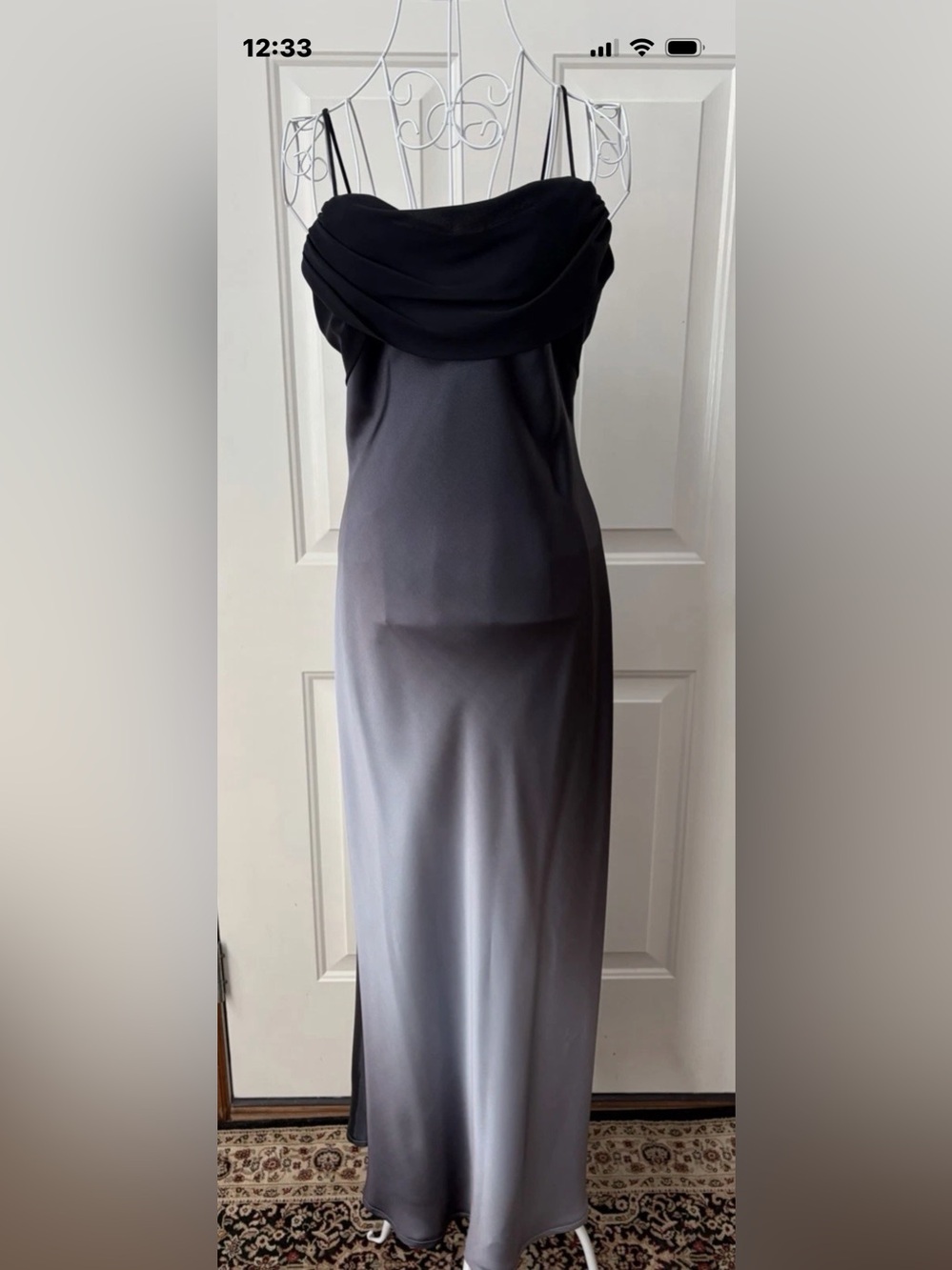 Vintage Betsy & Adam Ombre Black to Gray Maxi Slip Dress